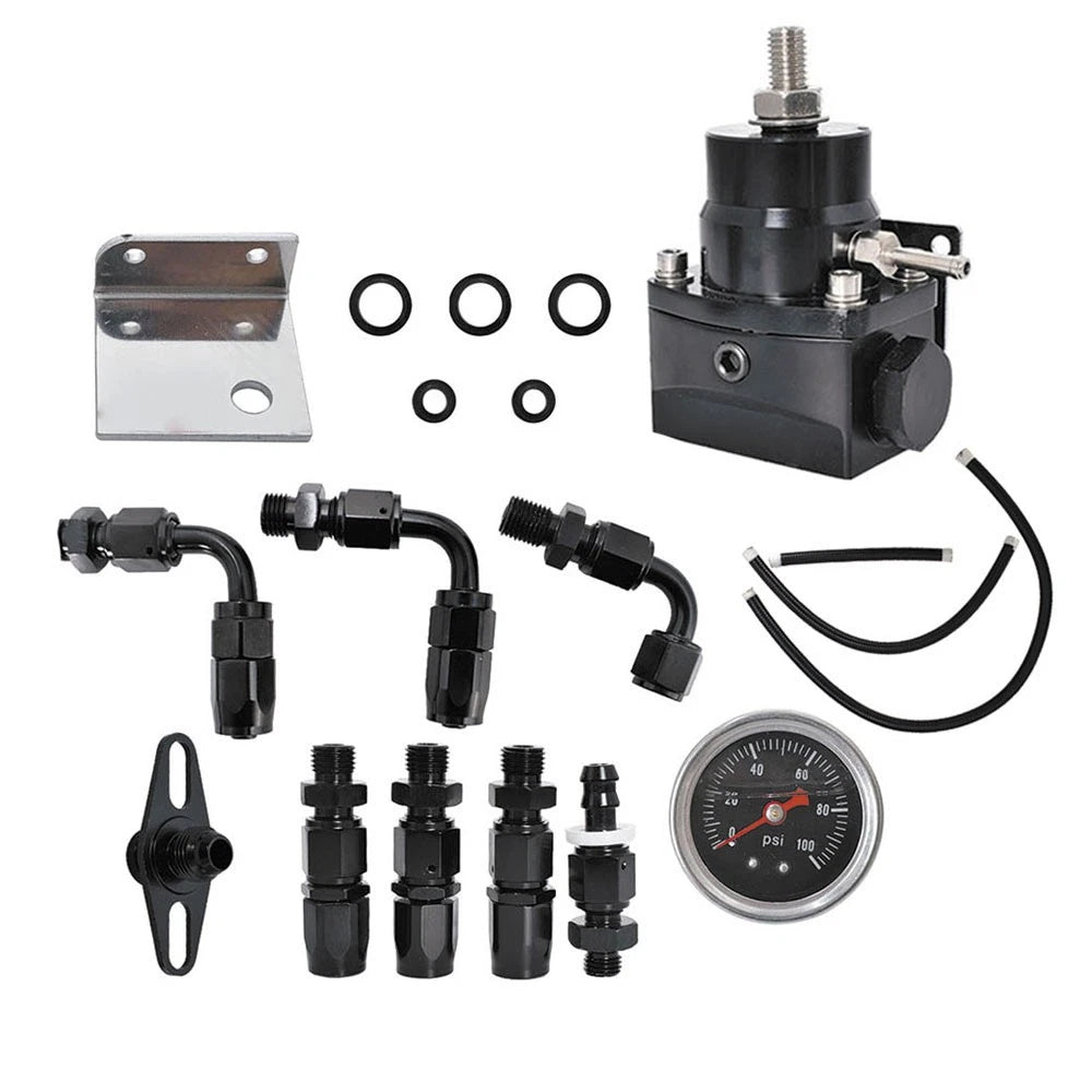 Adjustable Fuel Pressure Regulator Kit with 100psi Gauge - Universal