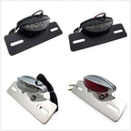 Cat Eye Tail Light License Plate Bracket for Motorcycle (Smoke Clear, Red)