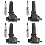 Set of 4 Ignition Coils + 4 Iridium Spark Plugs for Ford Edge Focus Fusion (2013–2017)