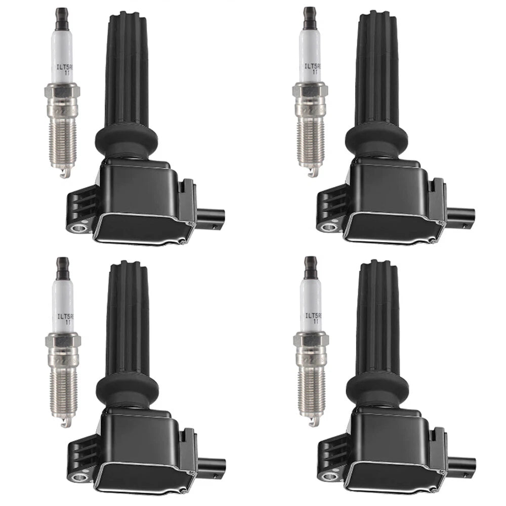 Set of 4 Ignition Coils + 4 Iridium Spark Plugs for Ford Edge Focus Fusion (2013–2017)