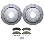 Rear Brake Kit Set of 4 Drilled Rotors Bosch Ceramic Pads for Cadillac Chevy GMC