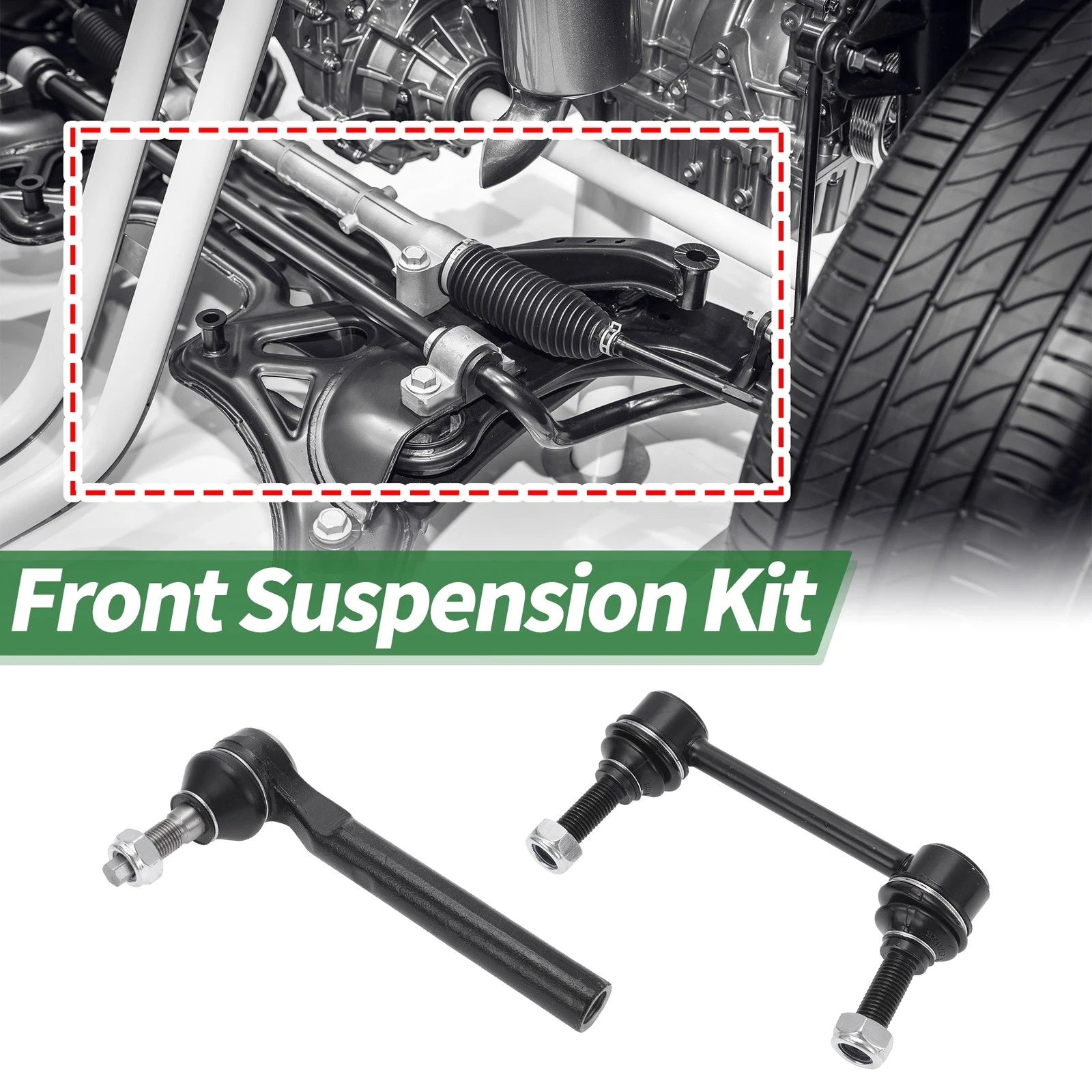 Set of 4 Front Suspension Kit Outer Tie Rod Ends & Sway Bar Link for Jeep