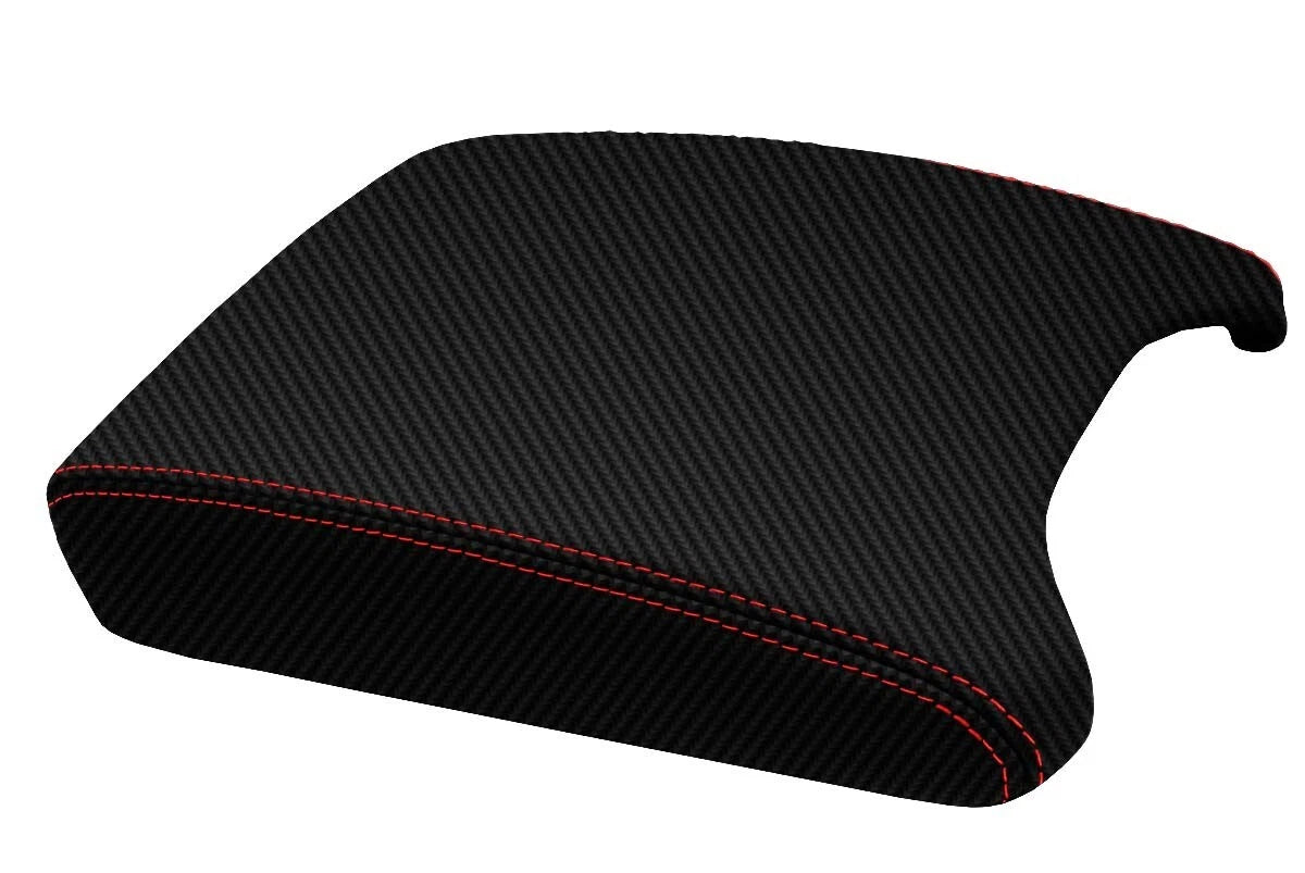 Console Lid Armrest Cover for BMW X5 E53 (2000–2006) Carbon Fiber Red Stitch