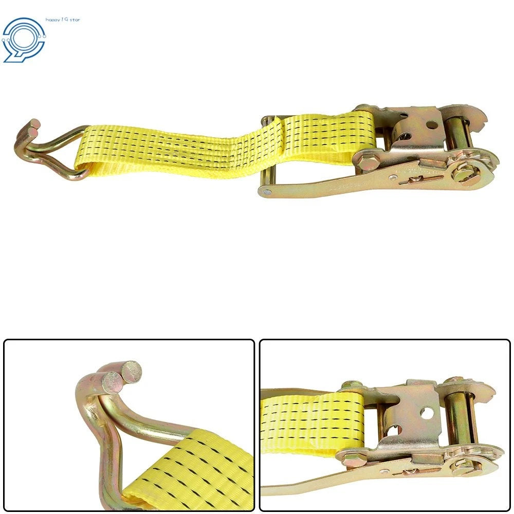 Set of 8 Ratchet Straps with J Hook 2" x 15' Heavy Duty Tie Downs 5000 lbs