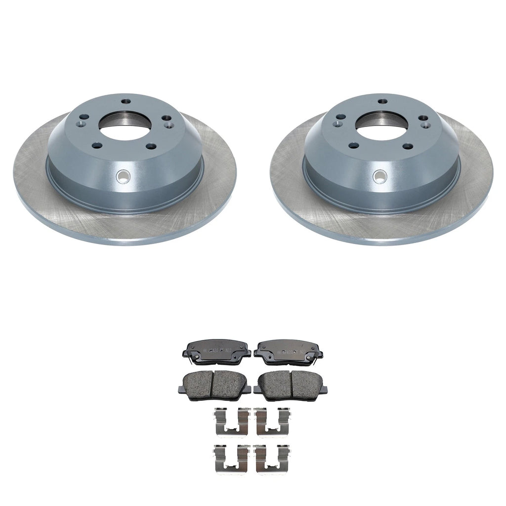 Rear Rotors & Akebono ProACT Ceramic Brake Pads Kit for Santa Fe Sport (2013–2019)