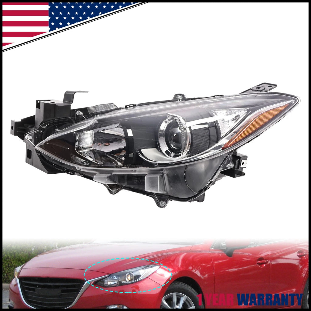 Left Driver Side Headlight for Mazda 3 Hatchback/Sedan (2014–2016)