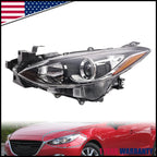 Left Driver Side Headlight for Mazda 3 Hatchback/Sedan (2014–2016)