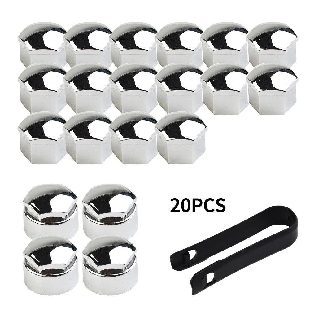 Set of 20 Nut Cap Wheel Bolts 17mm Chrome for Any Car