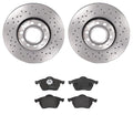Brembo Front Brake Kit for Audi A4 Quattro (Drilled Xtra Rotors, Low-Met Pads)
