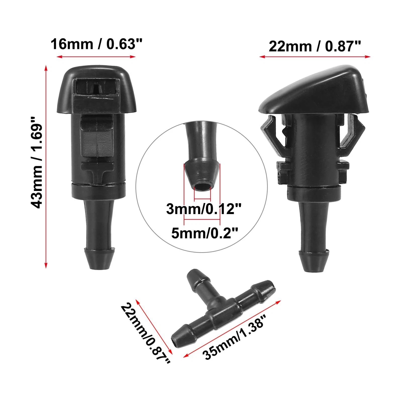 Set of 4 Front Windshield Washer Nozzles for GMC Envoy (2002–2009) 15878745