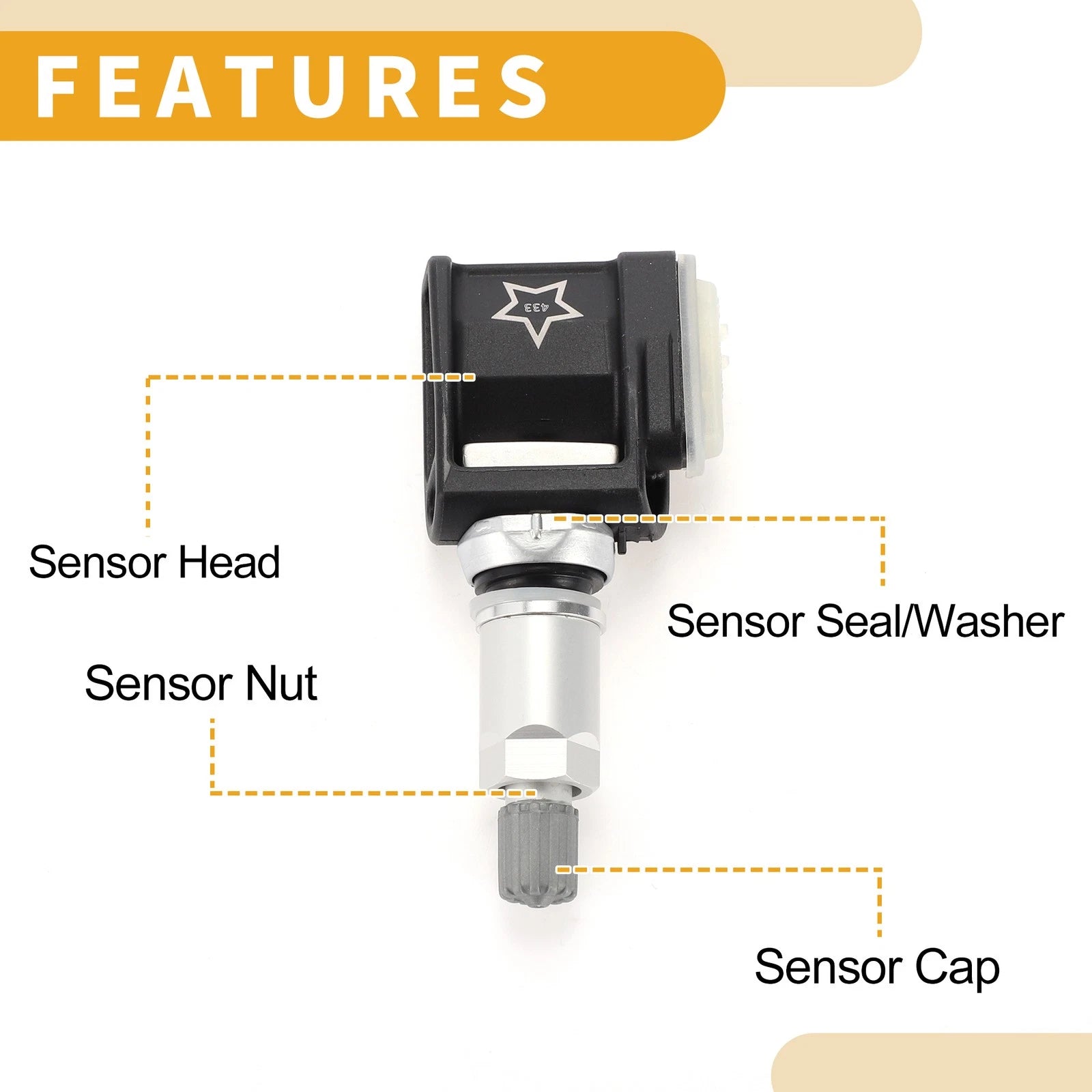 Tire Pressure Sensor for BMW 530e (2018–2021) TPMS 36106872774 433MHz