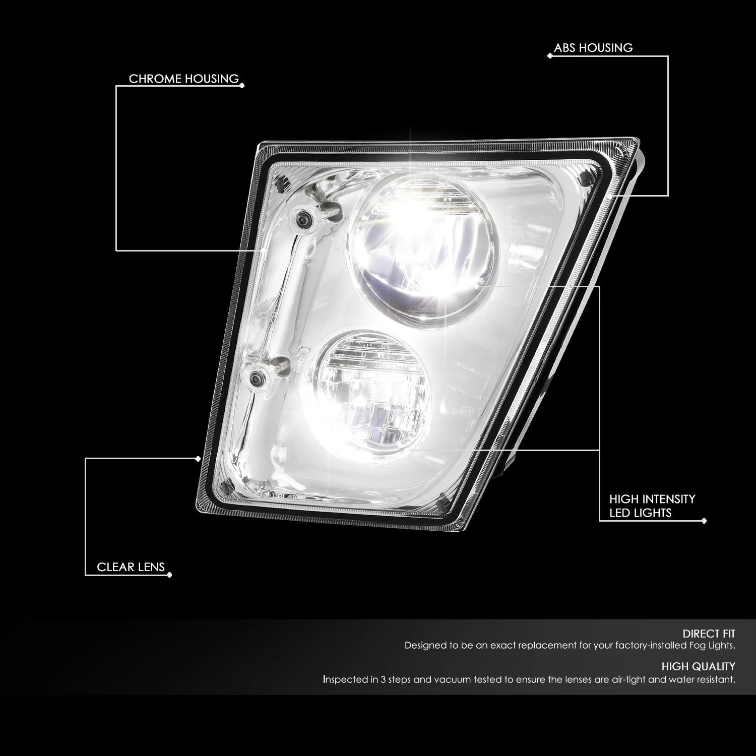 Chrome Housing Full LED Fog Lights for Volvo VN VNL VNM VNX (2003–2017)