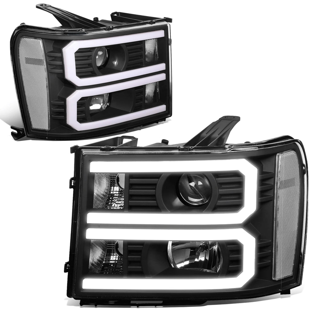 Custom LED U-Light Bar DRL Projector Headlight for GMC Sierra (2007–2014)