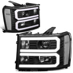 Custom LED U-Light Bar DRL Projector Headlight for GMC Sierra (2007–2014)