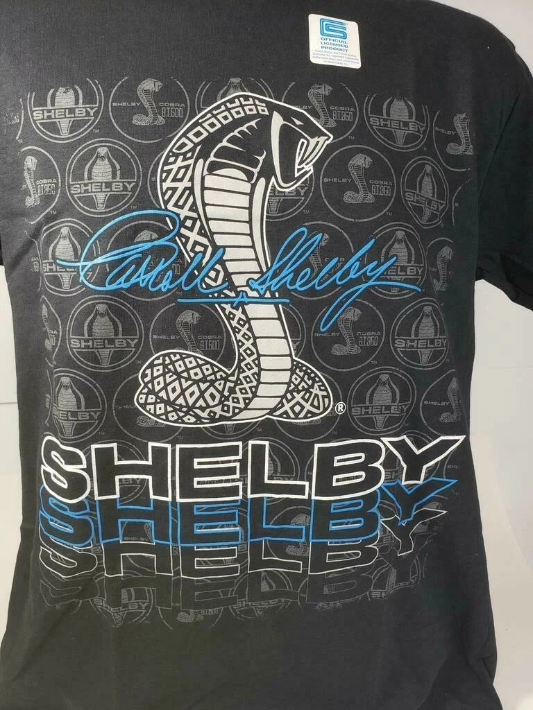 Shelby Cobra T-Shirt Black With Cobra Snake Emblem for Unisex (All Years)