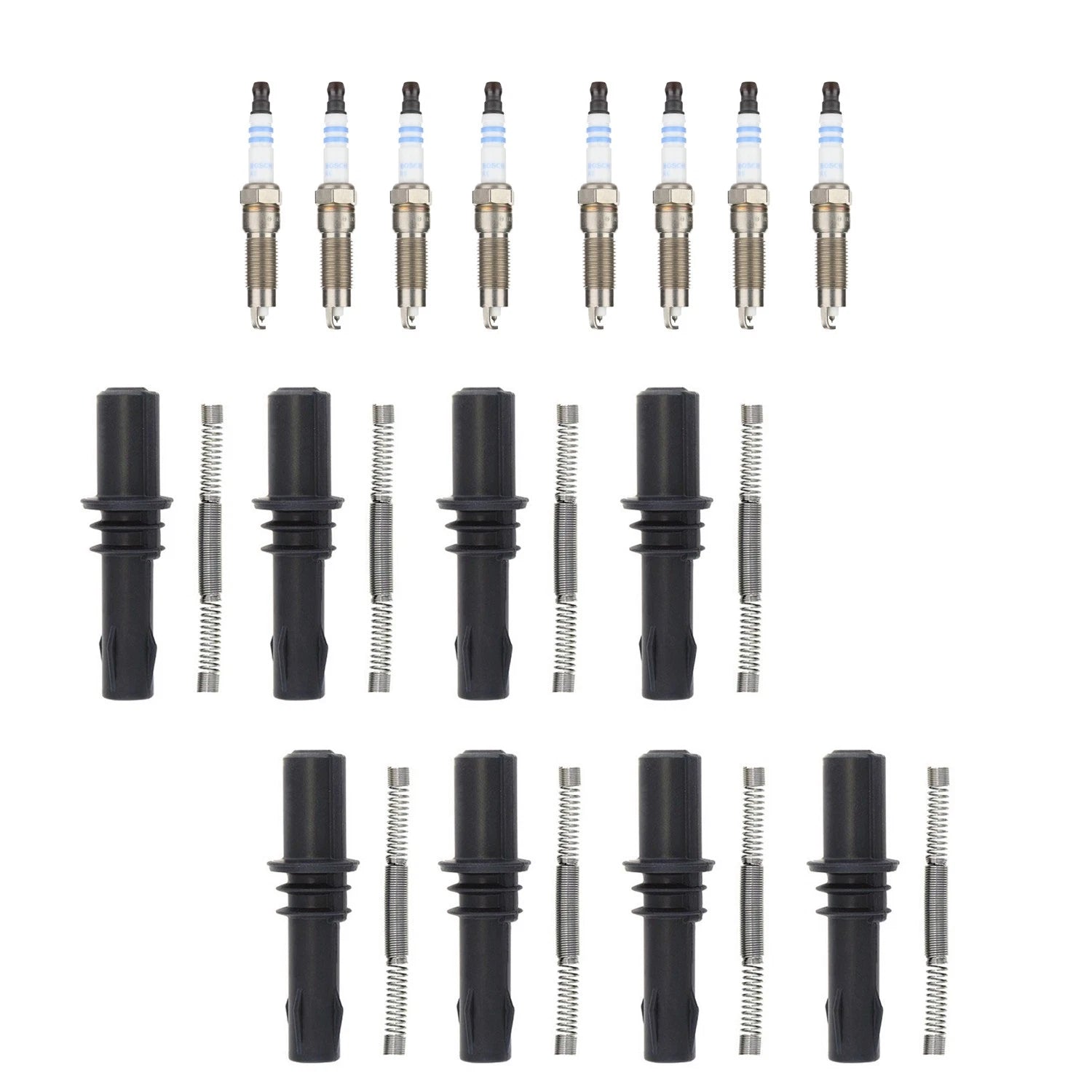 Set of 8 Double Iridium Spark Plugs & Denso Ignition Coil Boot Kit for Expedition