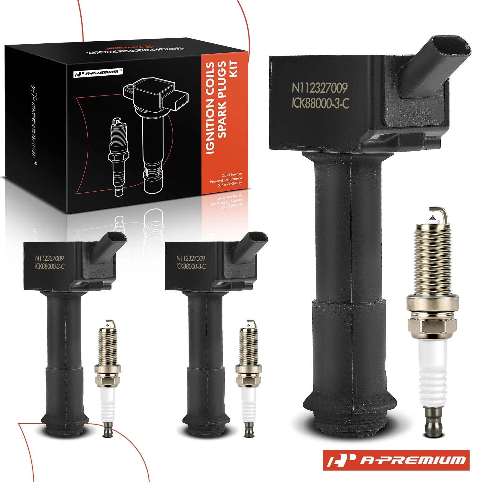 Set of 3 Ignition Coils & 3 Iridium Spark Plugs for Ford Escape (2020–2022)