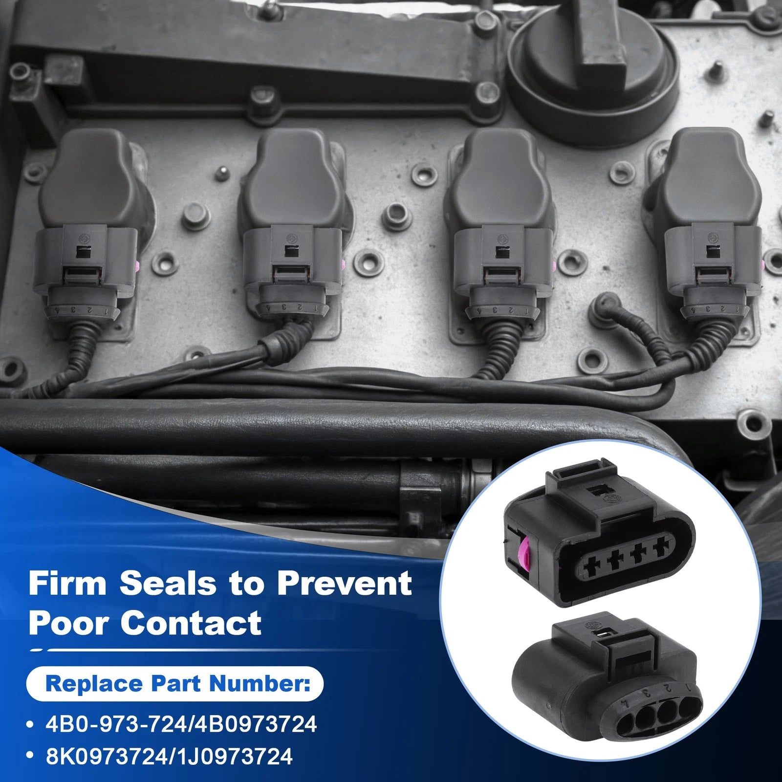 Set of 4 Ignition Coil Connector Repair Kit 4B0973724 for Audi A3 A4 A6 Q7 (2000–2020)