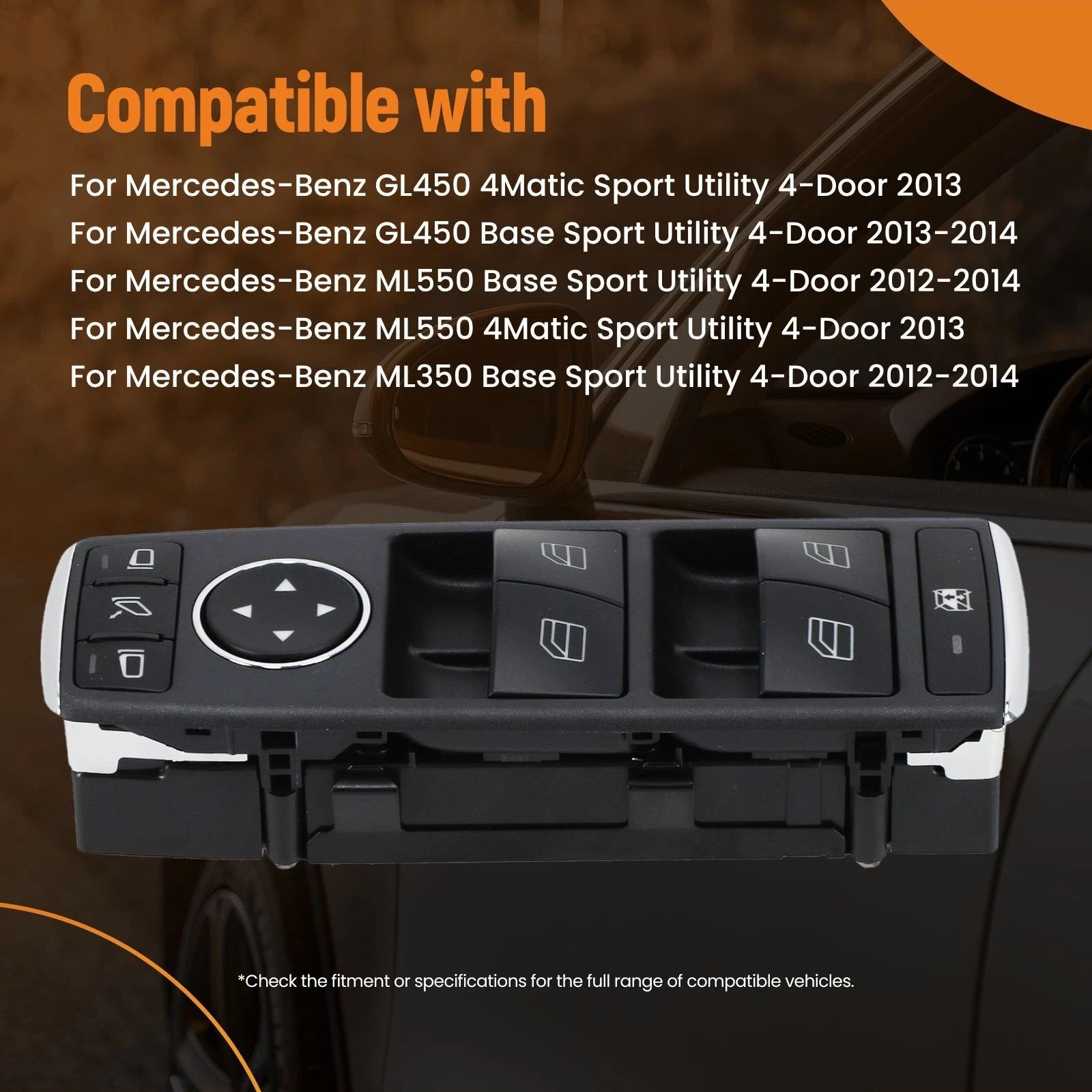 Driver Side Master Power Window Control Switch for Mercedes-Benz ML350 (2006-2011)