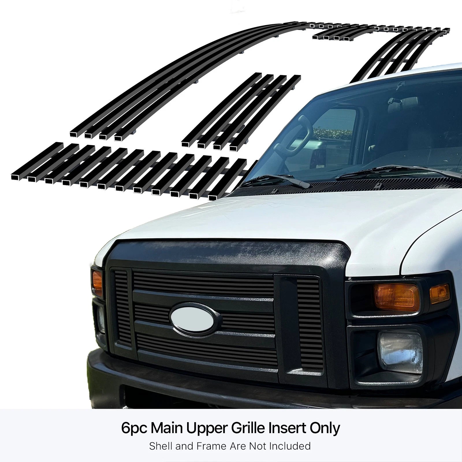 Upper Stainless Black Billet Grille Insert for Ford Econoline E-Series (2008-2014)