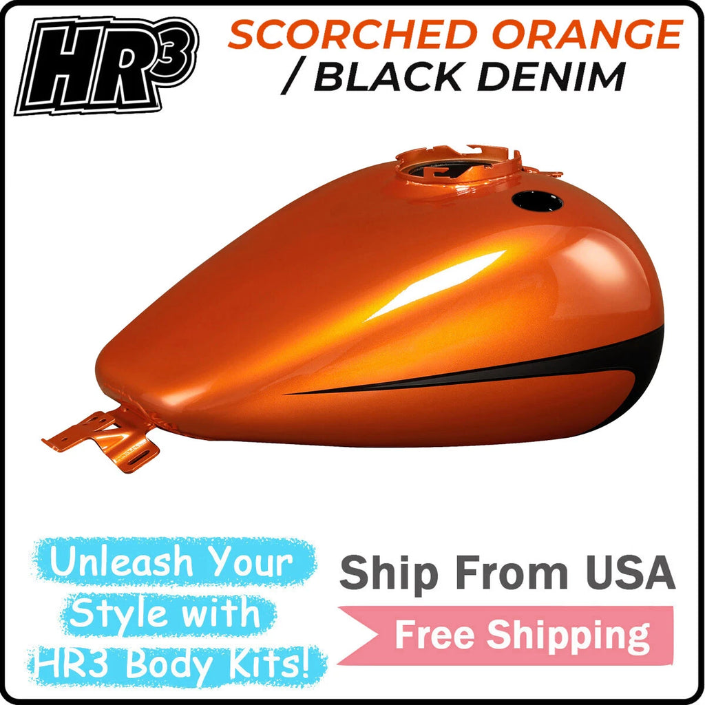 Fuel Gas Tank for Harley CVO Electra Glide (2008–Present) Scorched Orange/Black Denim