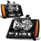 Pair of Black Housing Amber Corner Headlight Lamps for Chevy Tahoe Suburban (2007–2014)