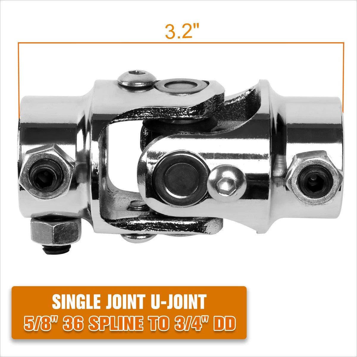 Steering U-Joint Kit 5/8" 36 Spline to 3/4" DD Stainless Steel