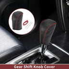 1Pc Gear Shift Knob Cover for Subaru Forester (2006–2012) Black Red Faux Leather