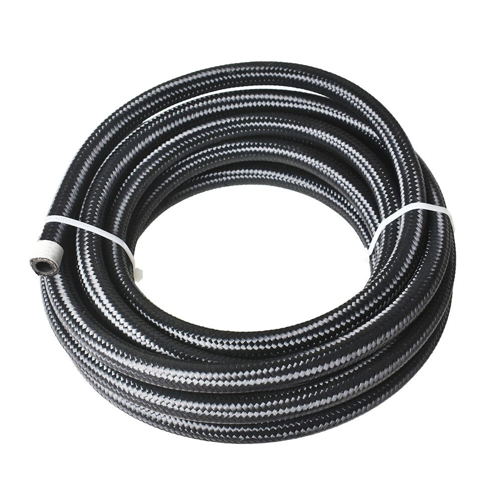Set of 4 Braided Fuel Hose Lines 10AN 20FT Black Silver for Automotive Use