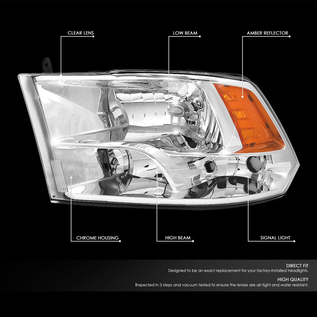 Chrome/Amber Side Headlight Lamps for Dodge Ram Pickup (2009–2018)