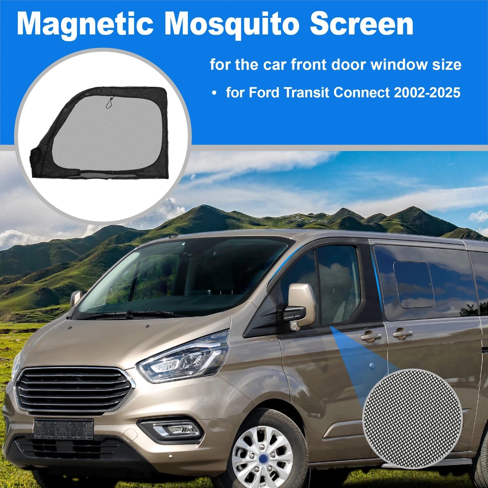 Magnetic Mosquito Screen for Ford Transit Connect (2002–2025) 47x31in