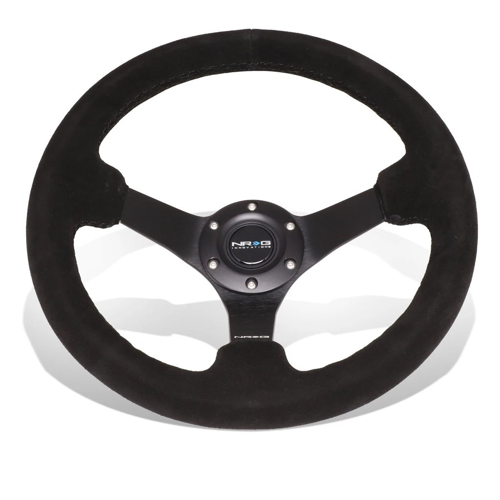 NRG 33cm 3" Deep Dish Black Suede Steering Wheel for Universal Fit (All Years)
