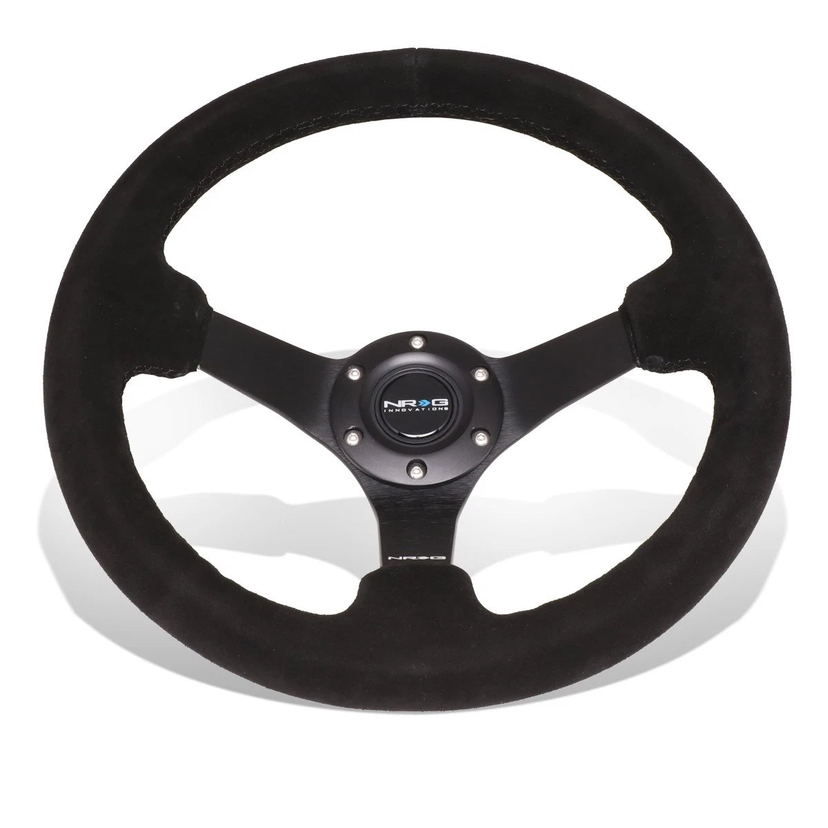 NRG 33cm 3" Deep Dish Black Suede Steering Wheel for Universal Fit (All Years)