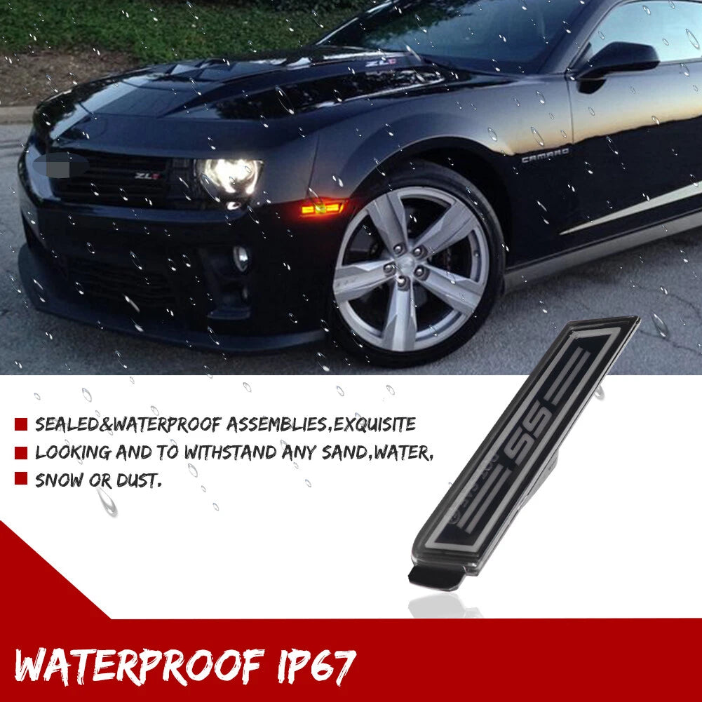 2X LED Front Fender Amber Side Marker Lights for Chevy Camaro (2010–2015)