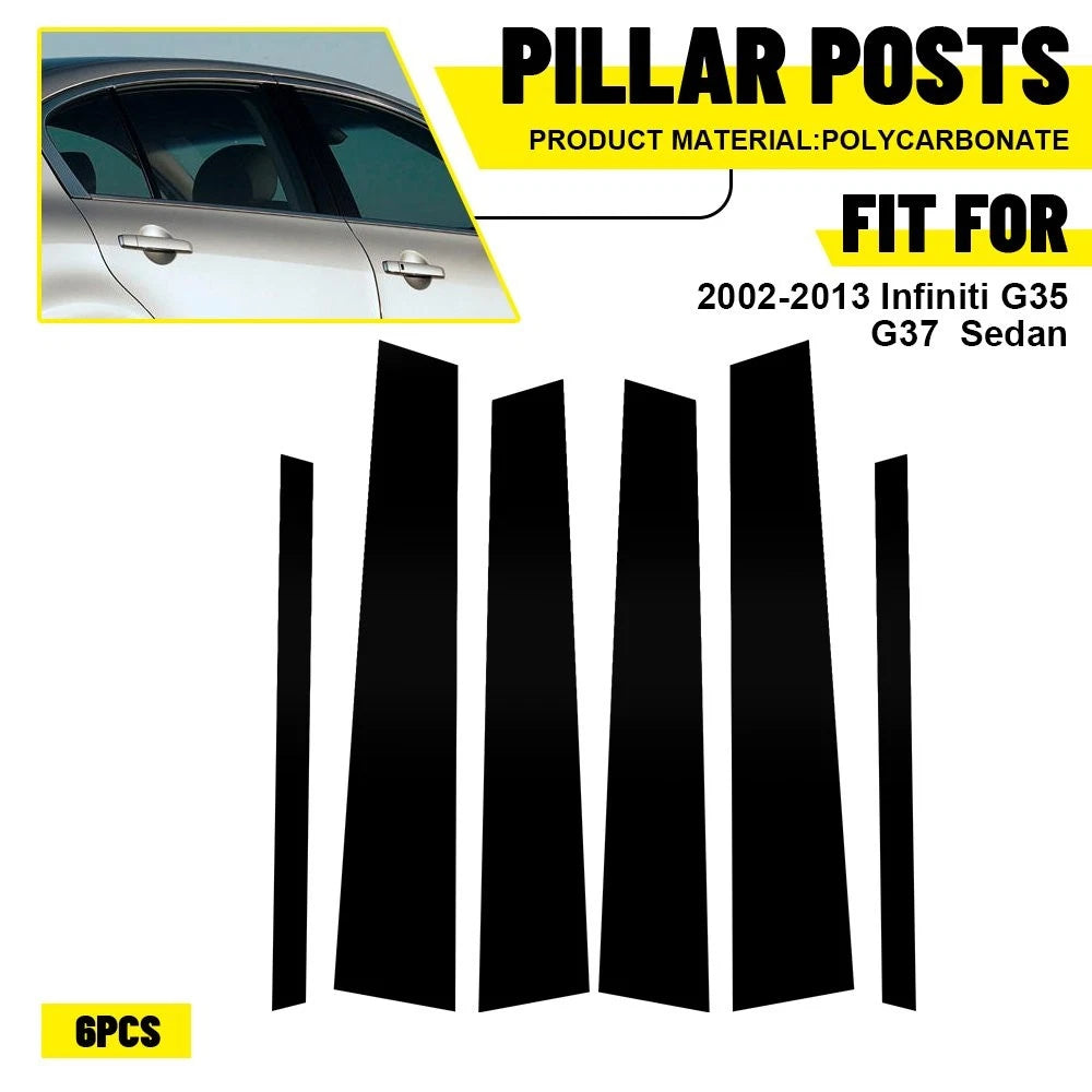 Set of 6 Pillar Post Window Door Trim for Infiniti G35 G37 Sedan (2002–2013)