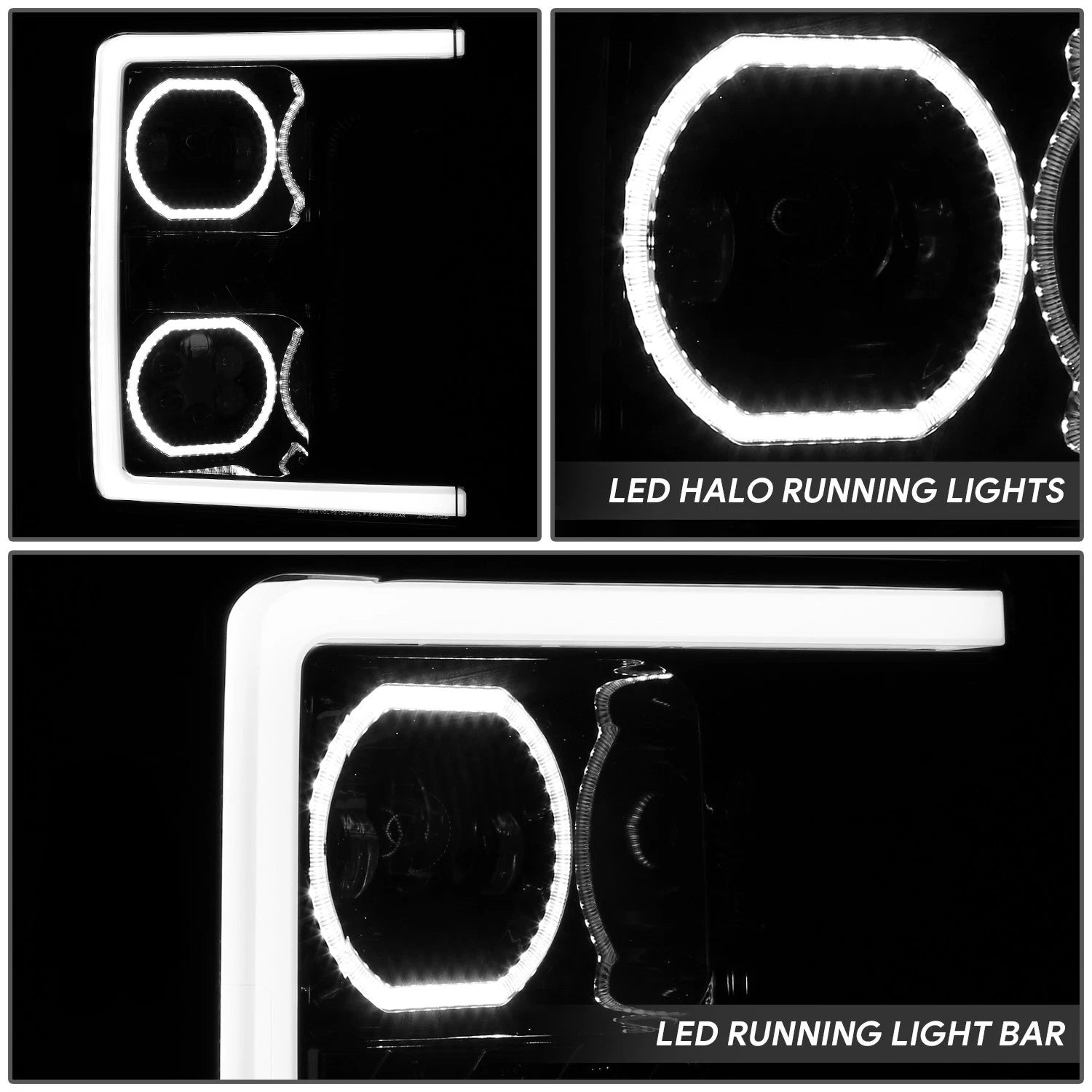 Sequential LED Light Bar Projector Headlights for Ford F250 SD (2017–2019)