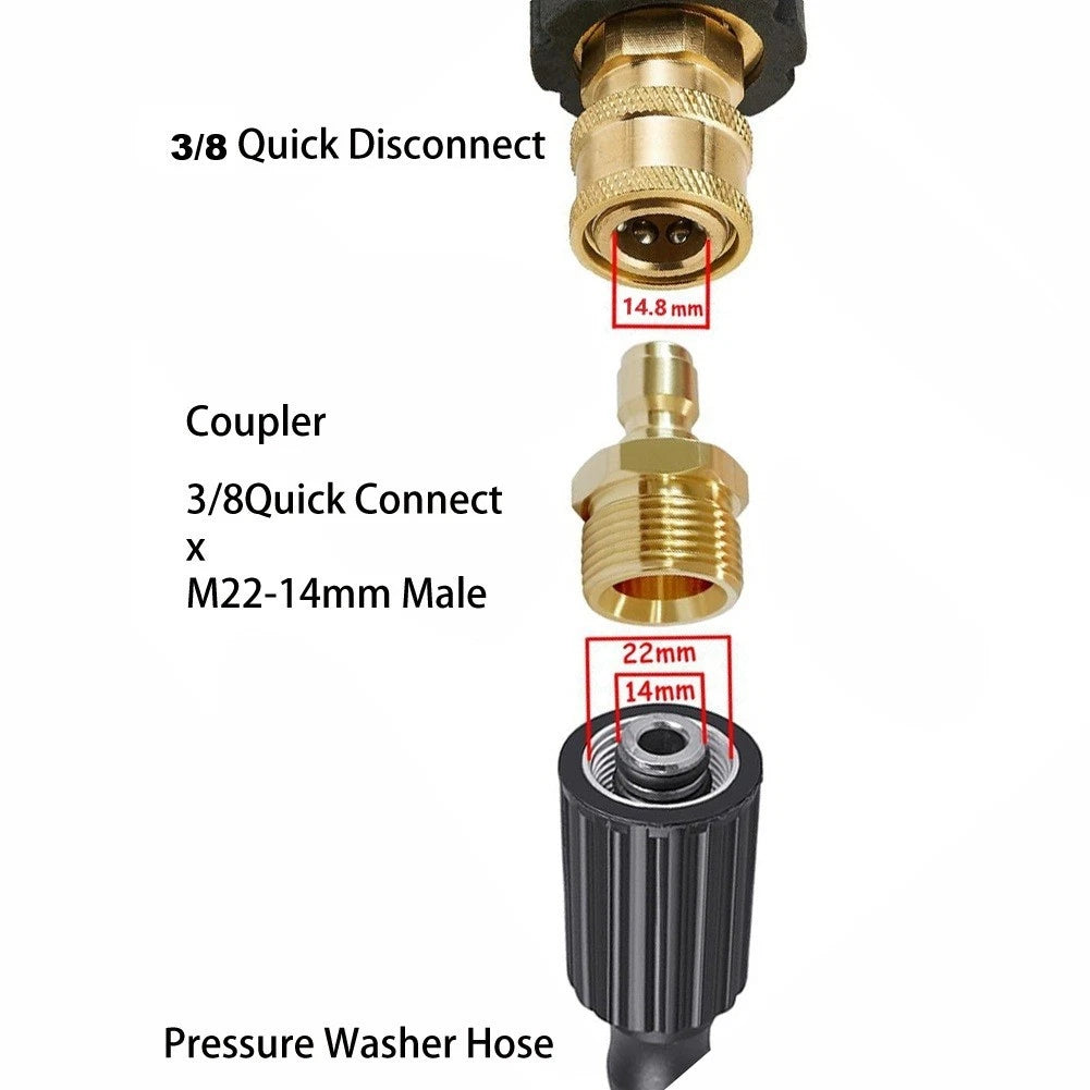 M22 to 1/4 Inch Hose Adapter for High-Pressure Water Cleaning Systems