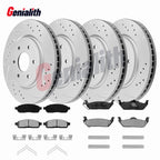 Front Rear Drilled Slotted Rotors & Ceramic Brake Pads for Ford F-150 (2009)