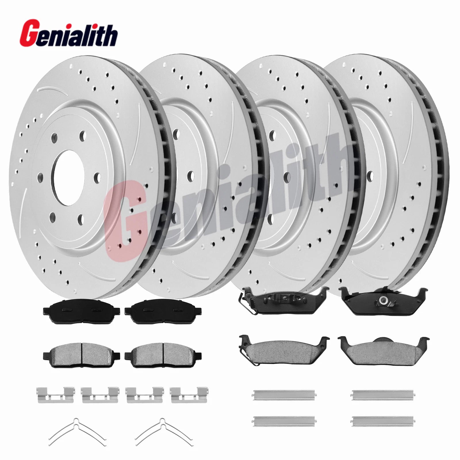 Front Rear Drilled Slotted Rotors & Ceramic Brake Pads for Ford F-150 (2009)