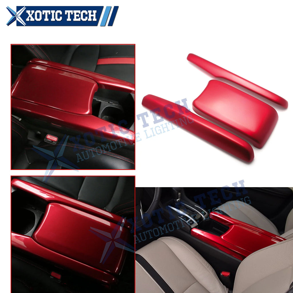 Red Inner Armrest Cover Seat Box Frame Molding for Honda Civic (2016–2021)