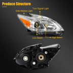 Headlight Assembly for Toyota Prius (2010–2011) Chrome Projector Pair