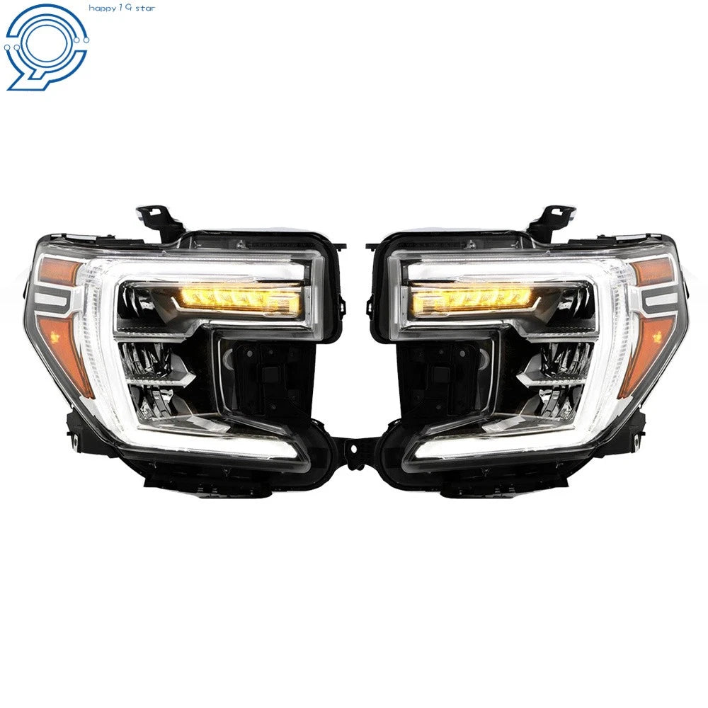 Full LED Headlights for GMC Sierra 1500 (2019–2021) Chrome Right + Left