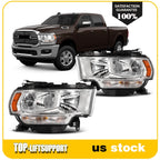 2X Chrome Amber Headlights for Ram 2500 3500 (2019–2024)