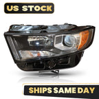 Halogen Headlight for Ford Edge Sport (2015–2018) Left Driver Side, Black