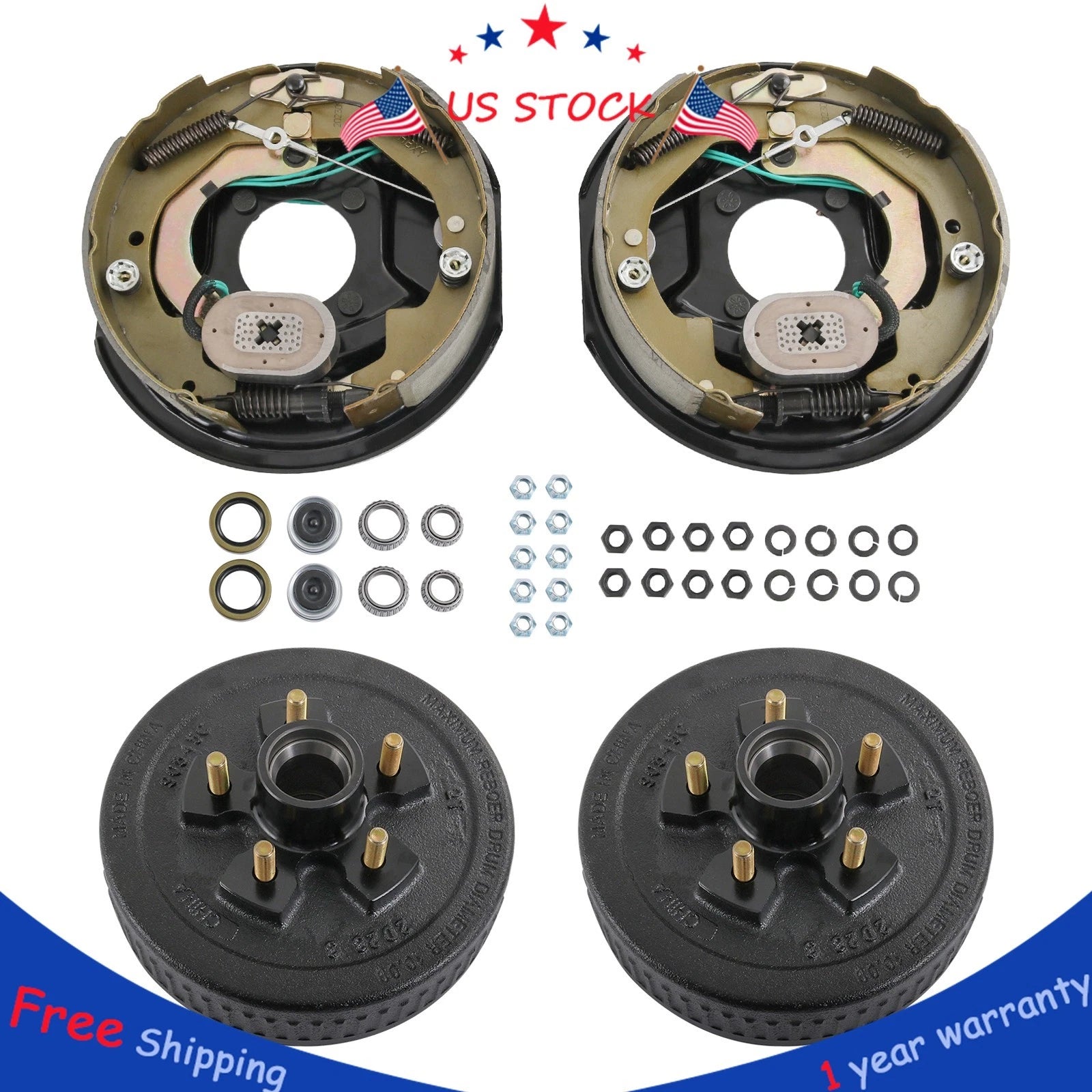 5 on 5 Bolt Circle Drum Kits with 10"x2-1/4" Electric Brake for 3500lbs