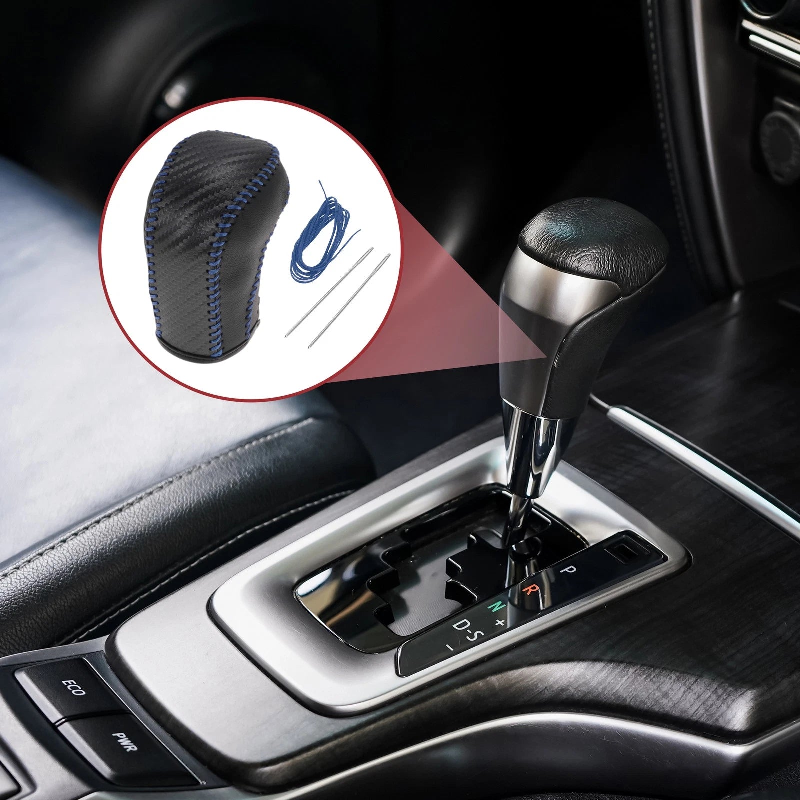 Gear Shift Knob Cover for Hyundai Tucson (2015–2018) Black Faux Leather