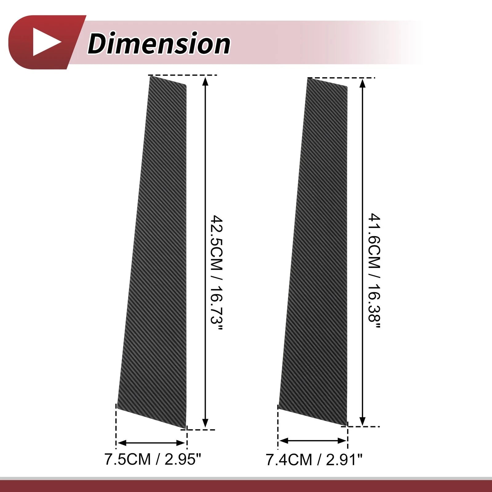 Set of 4 Door Pillar Window Trim for Lexus GS (2012–2019) Carbon Fiber Black