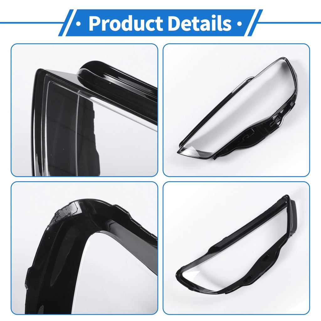 1 Pc Headlight Lens Cover for Audi A3 (2013–2015) Black