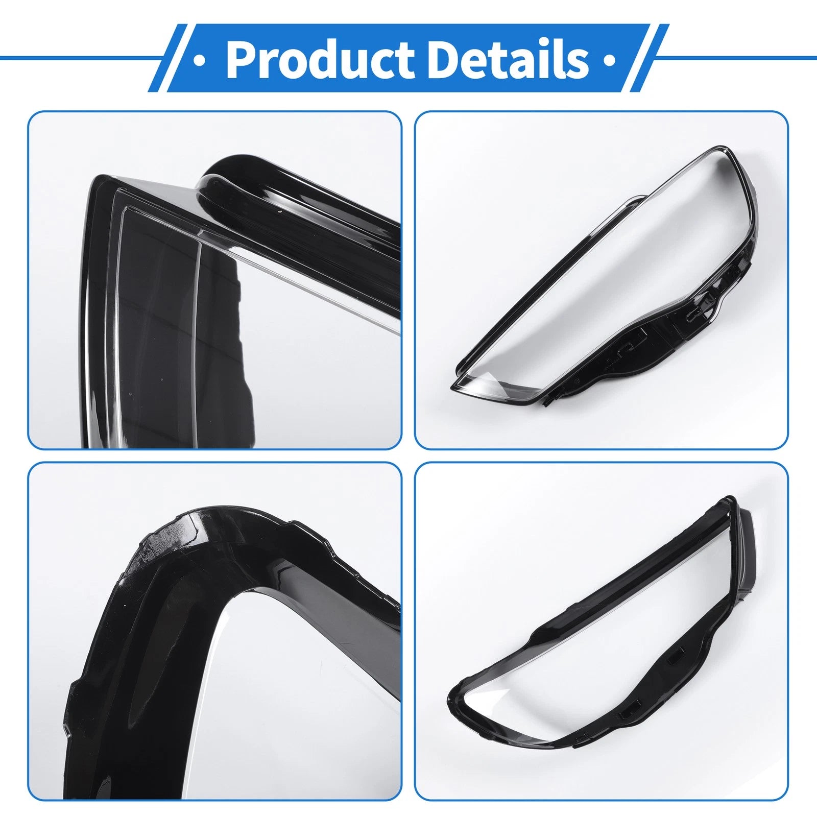 1 Pc Headlight Lens Cover for Audi A3 (2013–2015) Black