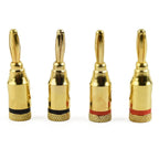 4X Gold Plated 4mm Banana Plugs for Audio Speaker Cable Connector
